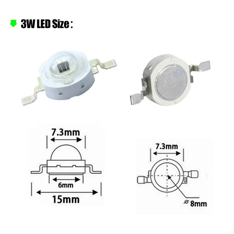 5pcs 1W 3W High Power LED IR 730nm 760nm 810nm 850nm 880nm 940nm 980nm 1050nm Diode Light Lamp for Night Vision CCTV Camera