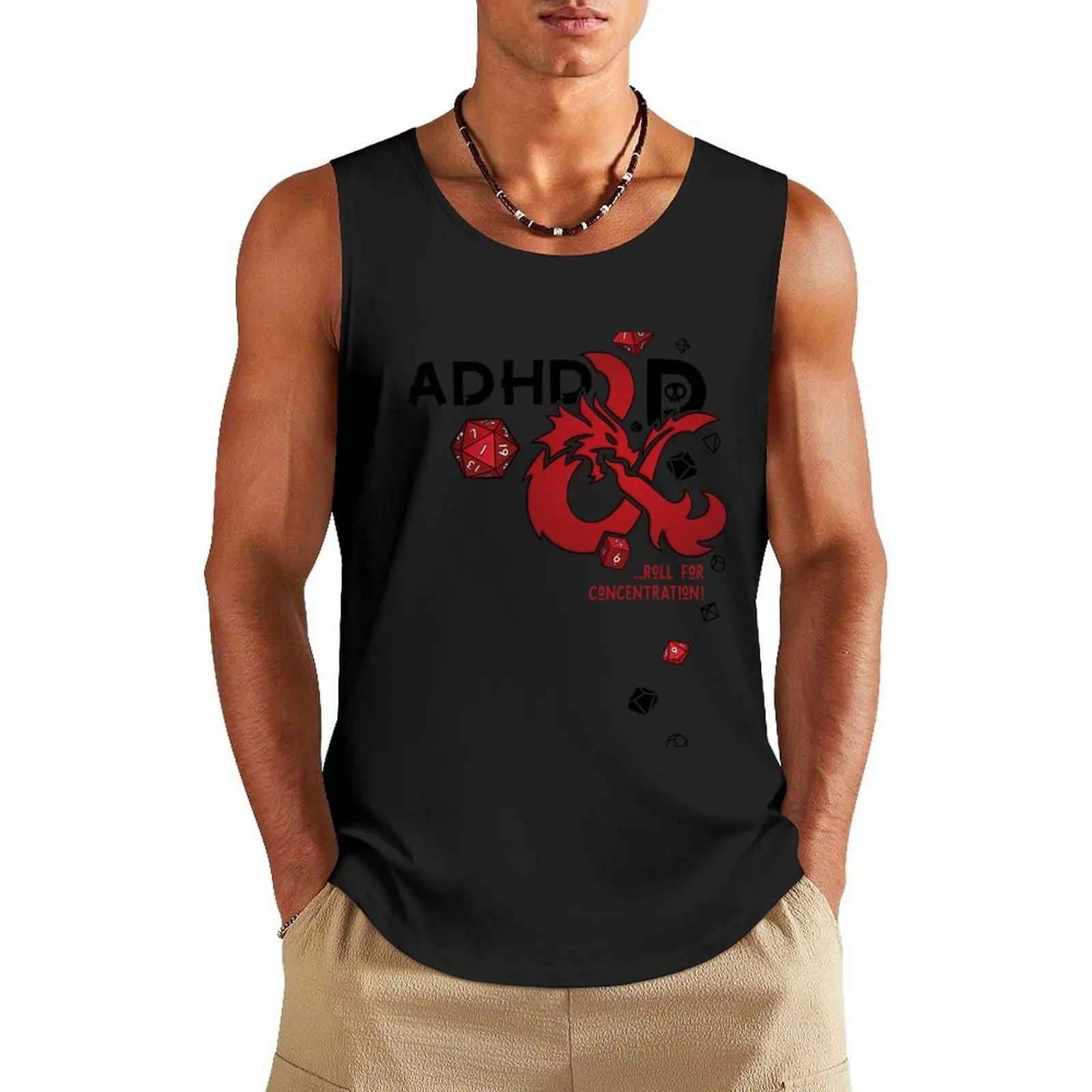 

ADHD&D Roll for concentration DnD (for white, no text) Tank Top Gym t-shirt man training weight vest