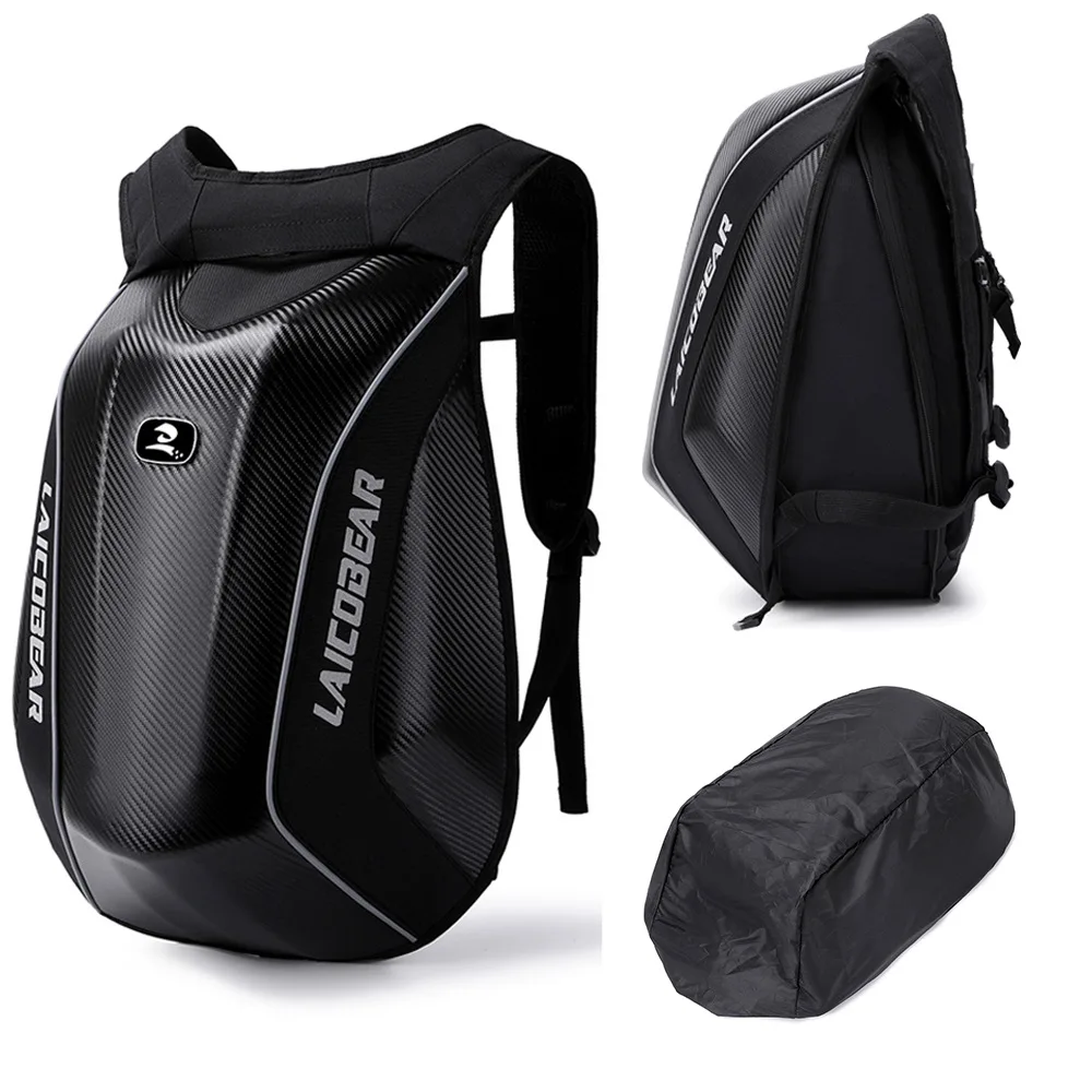 Waterproof Carbon Fiber Motorcycle Backpack 30-48L Large Capacity Full Face Helmet Bag Reflective Rider Travel Bag for Men