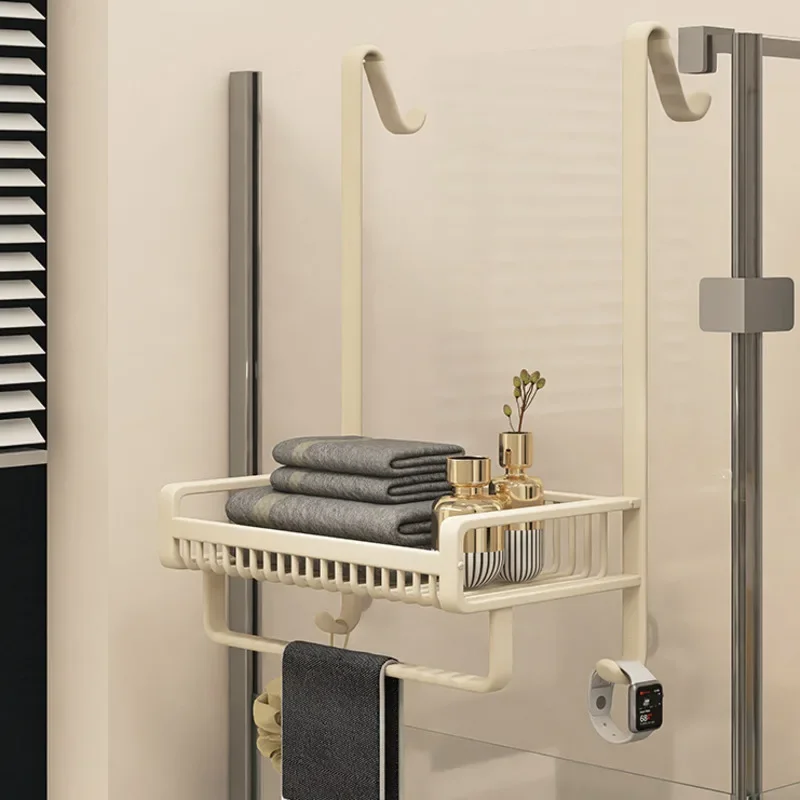 

Creamy Wind Bathroom Storage Rack Detachable Hook Thickened Reinforced Shelf Stable Non-Slip Organizer Versatile Bath Storage