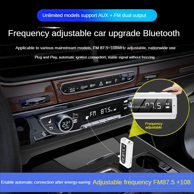 5.0 Bluetooth Audio-ontvangers Zender Adapter USB Auto FM Bluetooth Ontvanger MP3 Spelen Aux Audio Dual Output Stereo Boombox