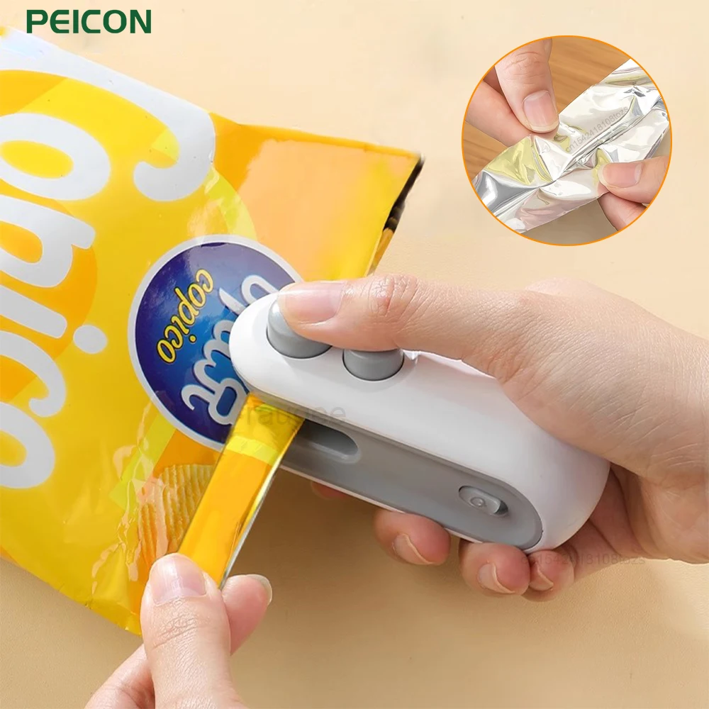 Mini Sealing Machine 2IN1 Heat Sealer Storage Bag Package Plastic Food Sealer USB Rechargable Clip Bag Handheld Food Heat Sealer