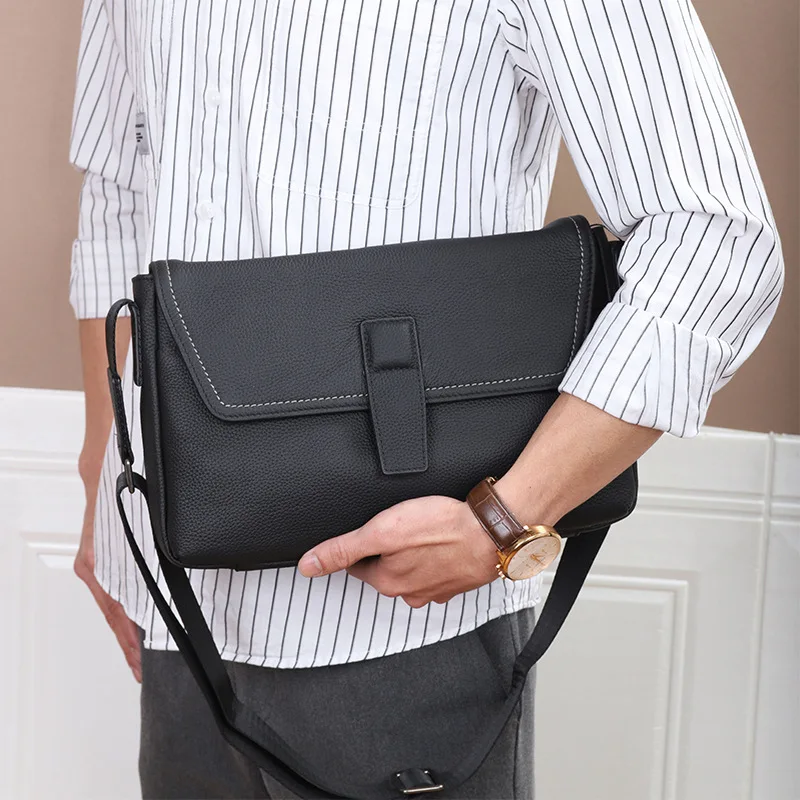 

Premium Single Shoulder Crossbody Single Shoulder Bagmen Large Capacity Top Layer Cowhide Messenger Genuine Leather Bag Casual
