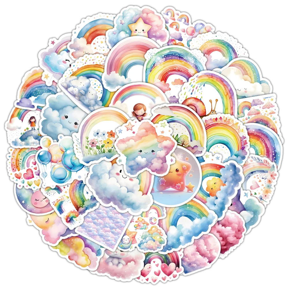 

10/30/50pcs Cute Moon Stars Rainbow Clouds Stickers Aesthetic Graffiti Sticker Phone Notebook Luggage Kawaii Cartoon Decals Toy