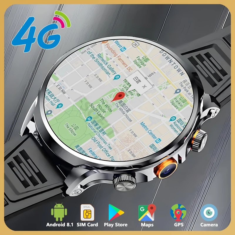 1.95-inch 3D Smartwatch 4G Network Android Smart Watch Support Google Play Maps Download APP GPS WIFI Call With SIM Card Camera