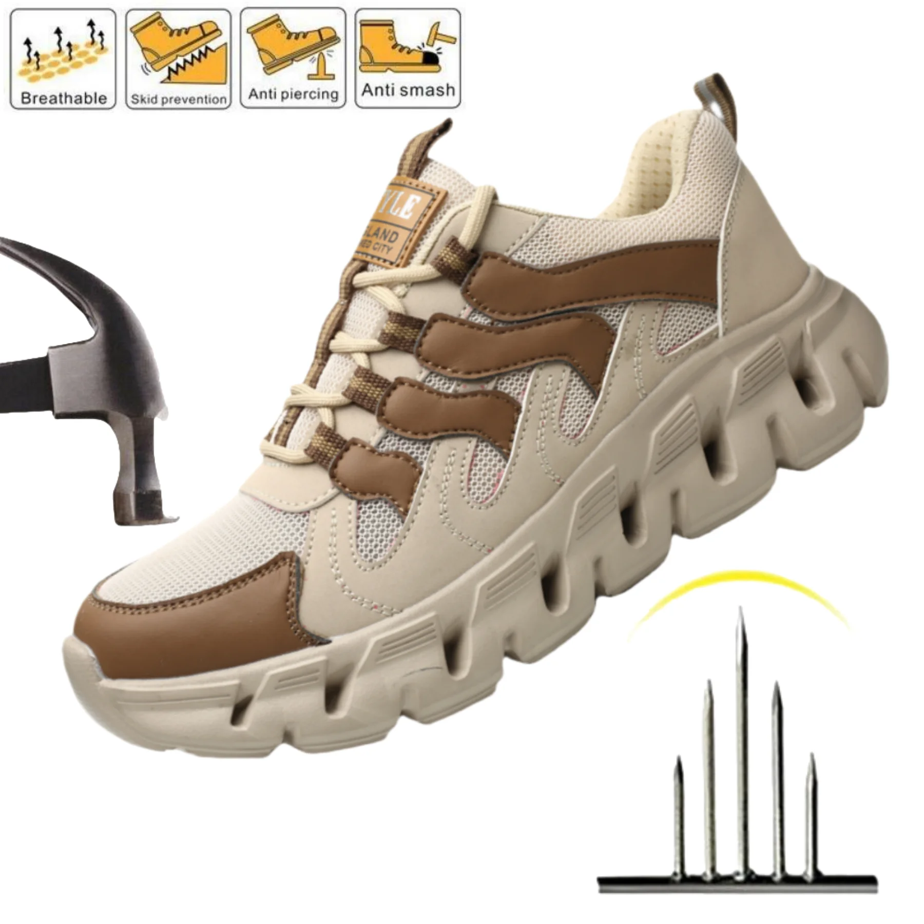 

Lightweight Safety Shoes Breathable Work Shoes Steel Toe Puncture-proof Outsole Construction Work Shoes Non Slip Shoes for Work