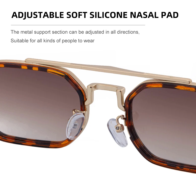 Steampunk Rechteckige Sonnenbrille für Herren 2026 Luxusmarke Retro Punk Sonnenbrillen für Männer Vintage Doppelbalken-Brillen UV400-Schutz – Detail 11