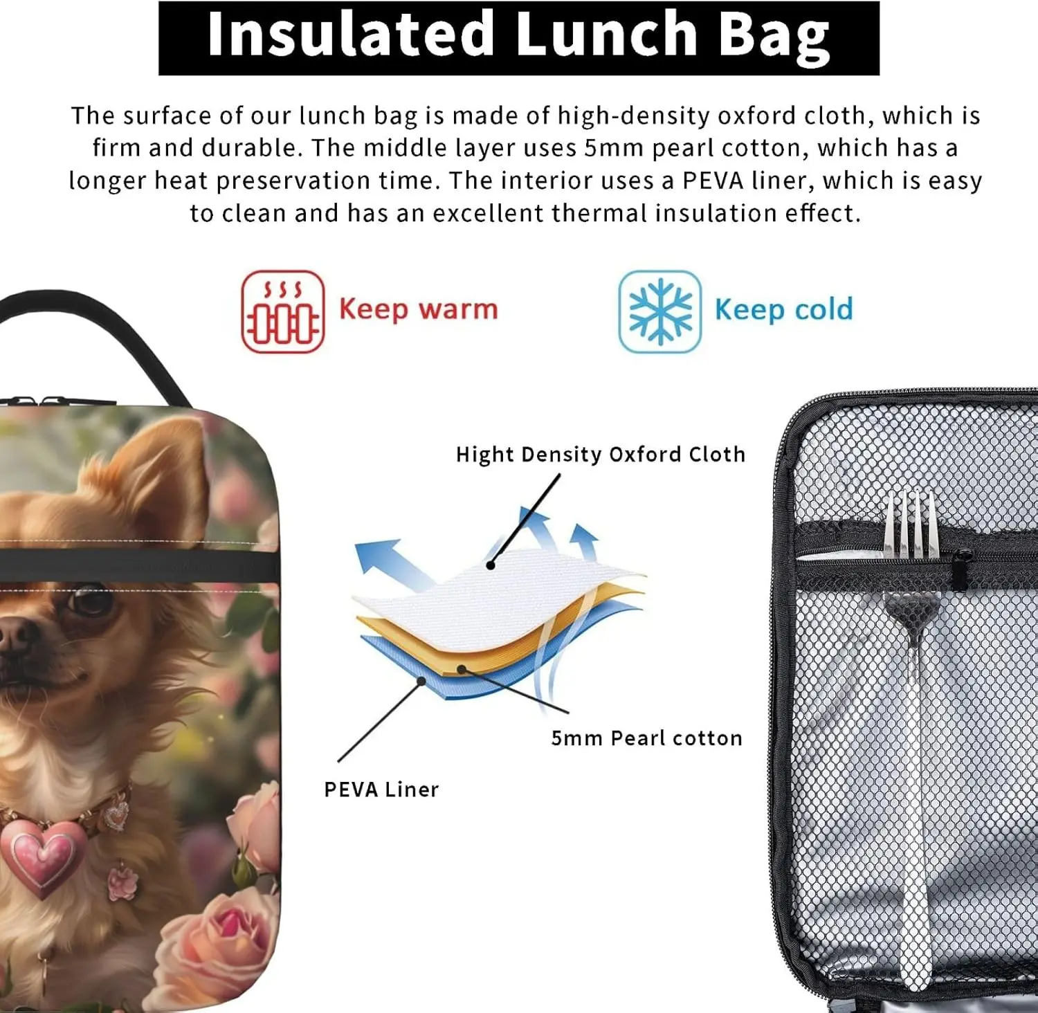 صندوق غداء قابل لإعادة الاستخدام، حقيبة غداء محمولة، حقيبة تبريد، حاوية غداء مقاومة للماء للمكتب والنزهات والسفر والمشي لمسافات طويلة