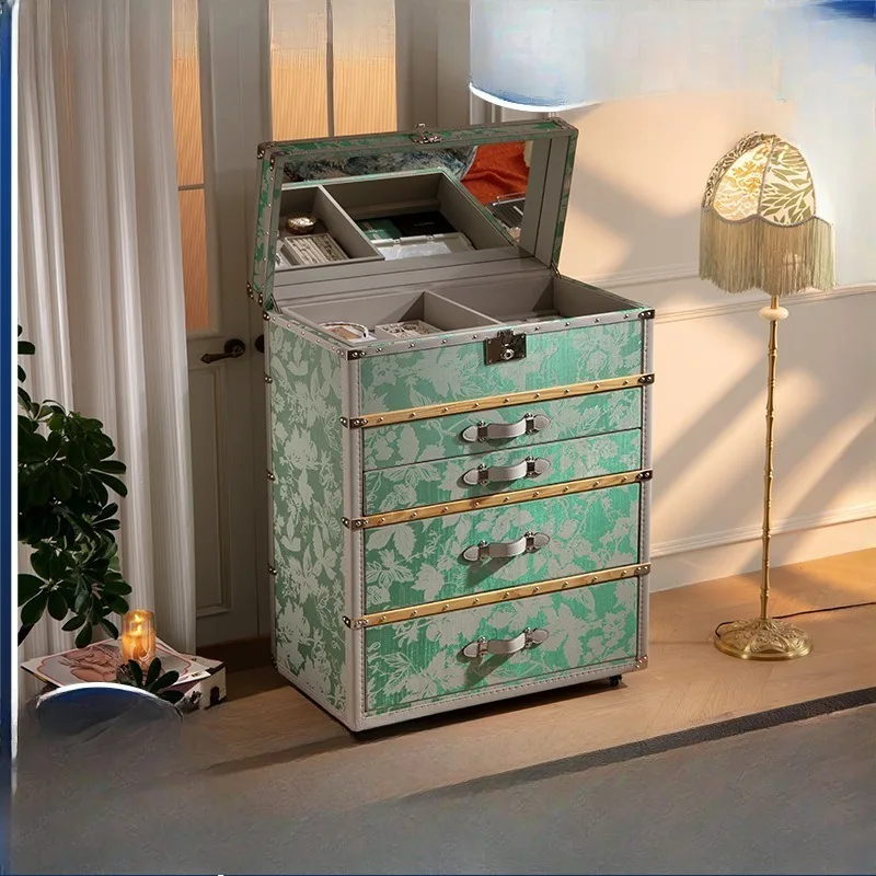 Makeup cabinet with lock hard box Light luxury high-end home jewelry chest of drawers
