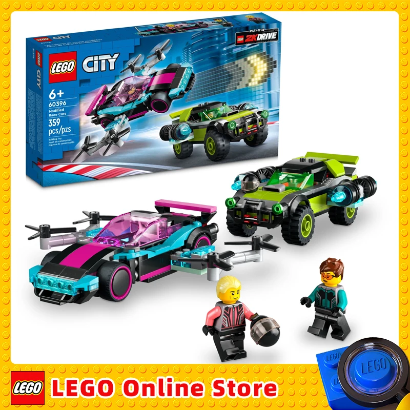 LEGO City Modified Race Cars 60396 Toy Car Building Set with 2 Model Cars Buildable Upgrades and 2 Driver Minifigures Xmas Gift