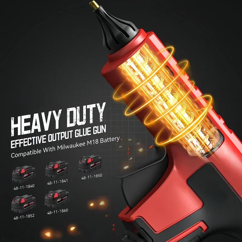 Pistolet à colle chaude sans fil Compatible avec bâton de colle de 11mm, outil de bricolage, pistolet à colle chaude électrique adapté à la batterie Milwaukee 18V