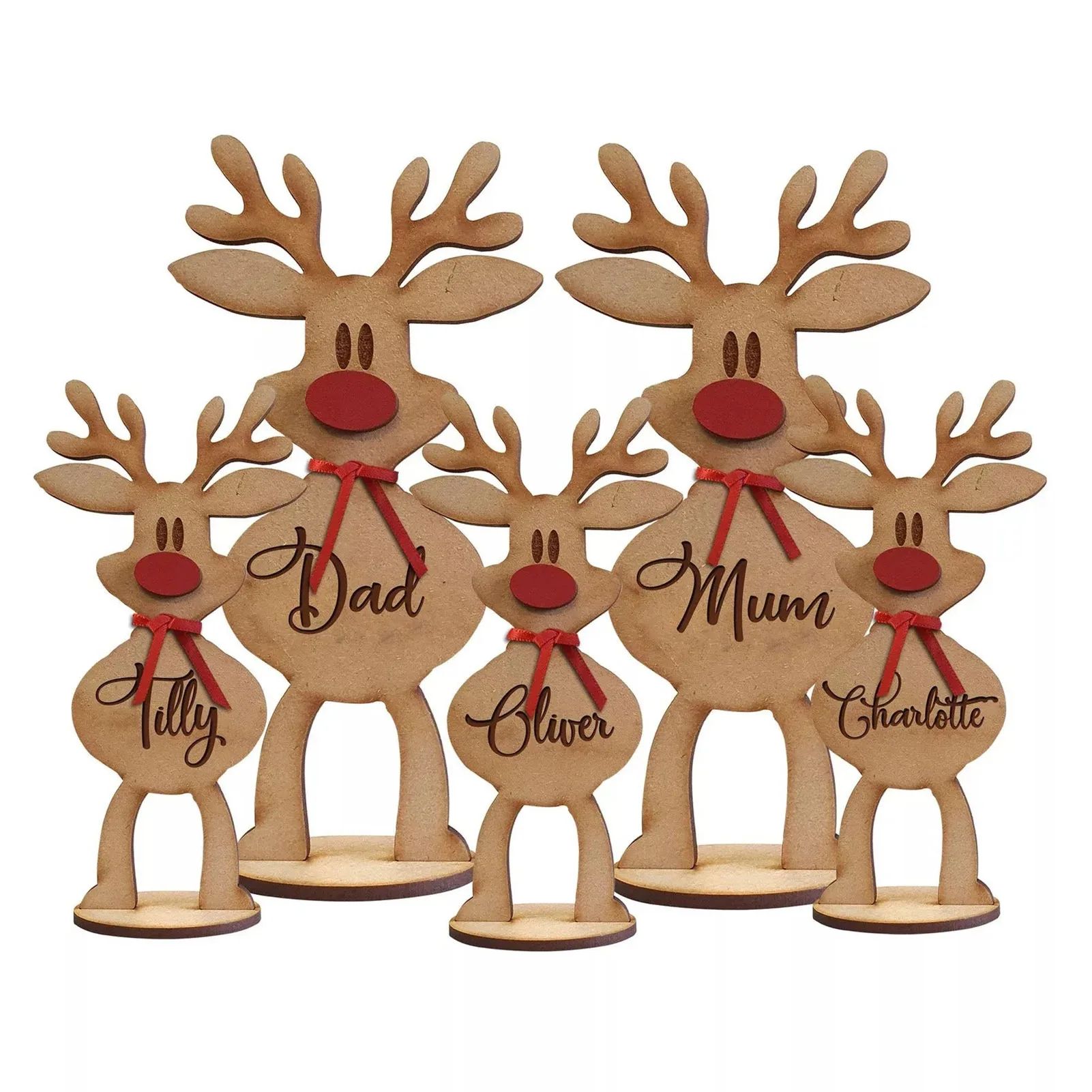 Personalized Freestanding Reindeer Matched with Different Home Theme Ornaments for Christmas Themed Party