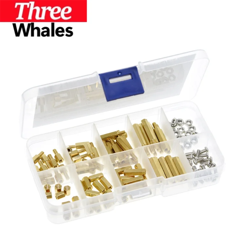 THR 120Pcs M3 Brass Standoff Spacer Board Hex Screws Nut Assortment Kit Female-Female Spacers Male-Female Spacers