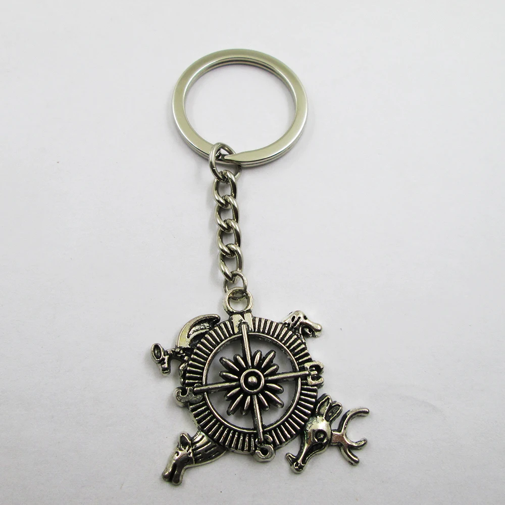 3pcs/lot Antique silver  33x35mm Sigil Crest C ompass charm  keyring best frined,birthday  present ,pendant keychain