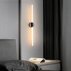 FPFD Black Led long wall lamp living room background wall bedroom bedside wall lamp modern minimalist line lamp