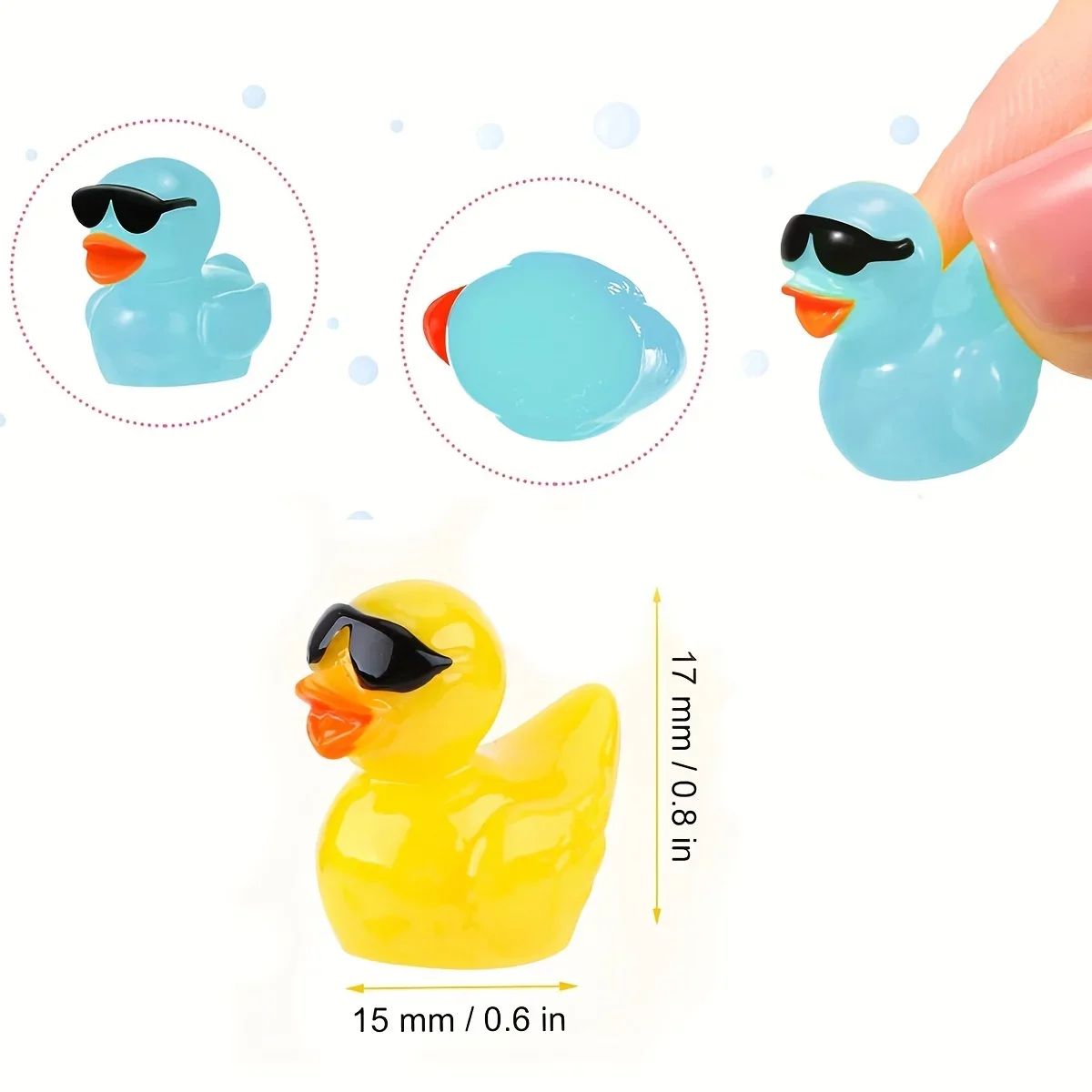 50/100pcs Mini Resin Duck Figurines with Sunglassesfor Miniature Garden Decoration, DIY Craft, Slime Kit Cake Topper Party Decor