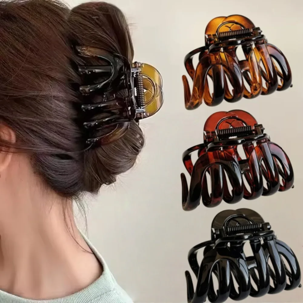 Acrylic Pumpkin Hair Clips Hollowed Simple Fashion Hair Claw For Women Vintage Temperament Shark Y2k Trendy Hair Volume Clips