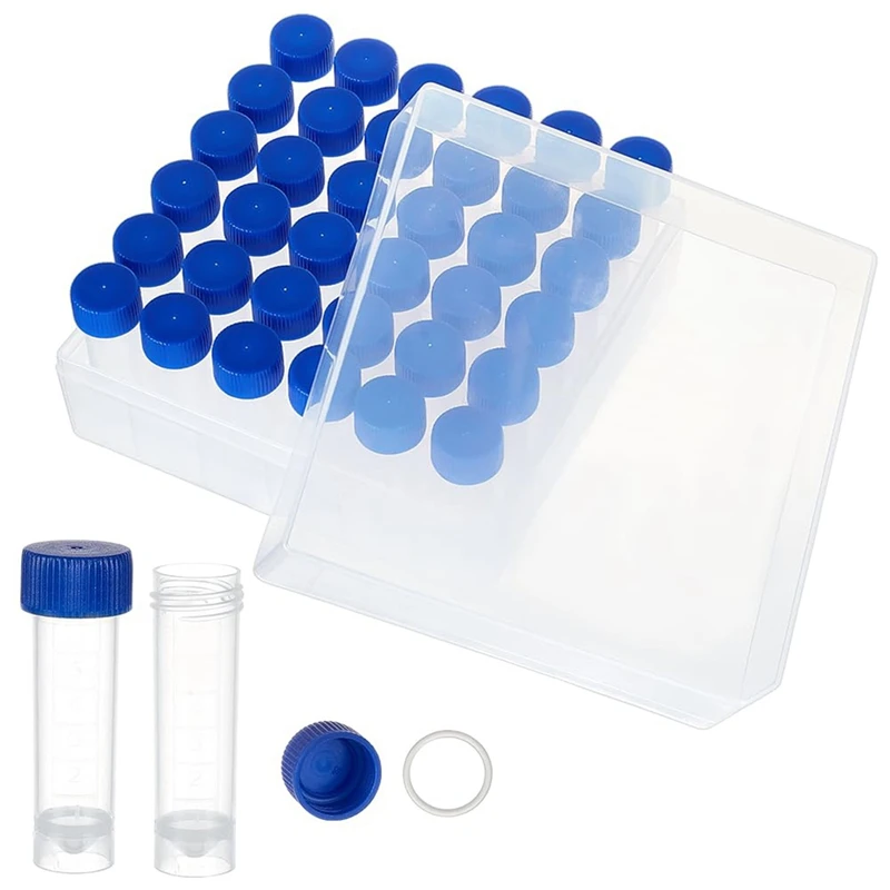X17A 2025 NEW-108Pcs 5Ml Cryo Tubes Plastic Vials With Screw Caps Small Sample Tubes Test Tubes With Storage Box For Lab Supplie