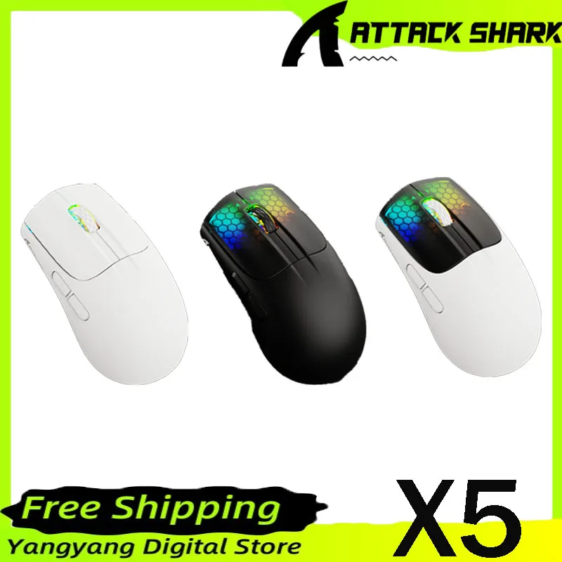 

Attack Shark X5 Wireless Bluetooth Mouse 3 Mode 2.4G/USB/Bluetooth Lightweight Optical Sensor Ergonomic Design Gaming Mouse