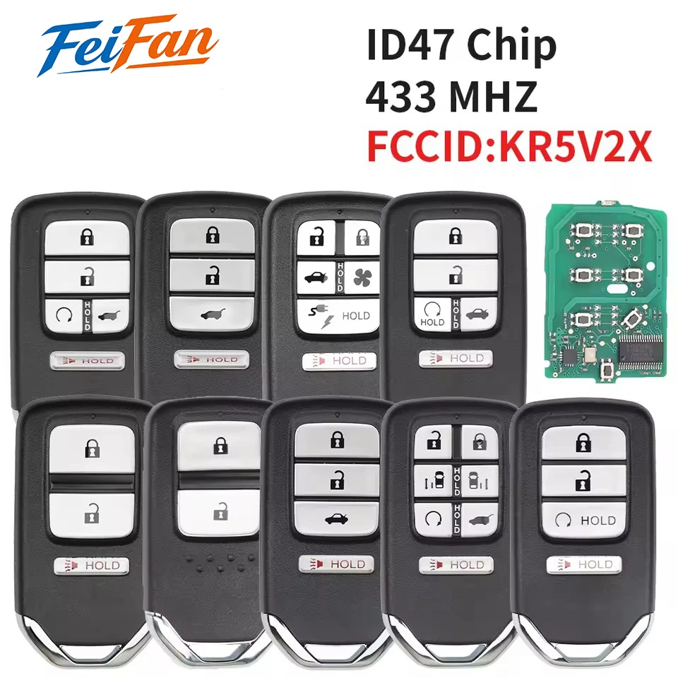 FeiFan KR5V2X ID47 Chip 433MHz Car Remote Contro Key Fob For Honda Clarity Vezel City Civic Jazz Accord Pilot Ridgeline Odyssey