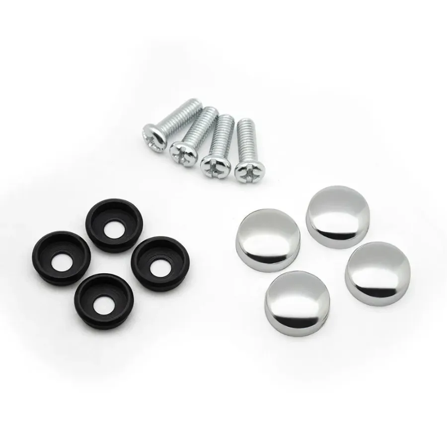 4Pcs Car License Plate Plastic Screw Buckle Black Silver Universal License Plate Screw Caps Screw Bolt Covers Car Interior Parts