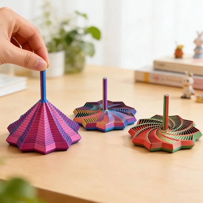 1/2Pcs Deformable Rotating 3D Print Ornament, Gradient Random Color, Decor for Home Office, Holiday & Graduation Present