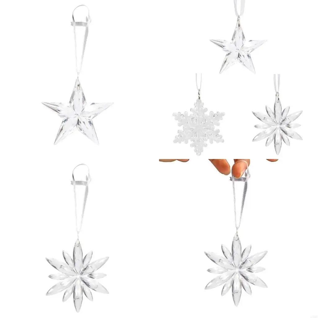 L9BE Sparkling Acrylic Snowflake Drops for Seasonal Festivities Clear Snowflake
