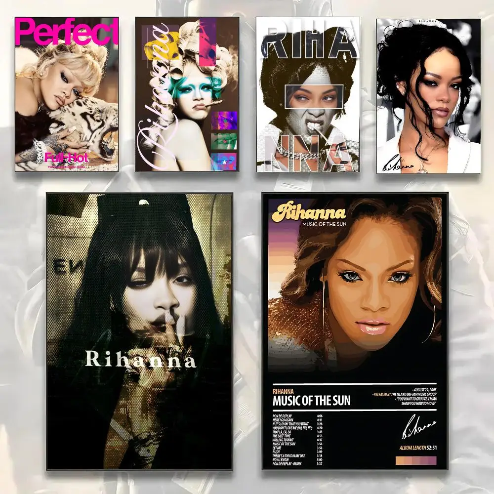 Luxury R&B Singer R-Rihanna Painting Calligraphy Modern Canvas Wall Art Prints for Living Room Decor | Wall Decals