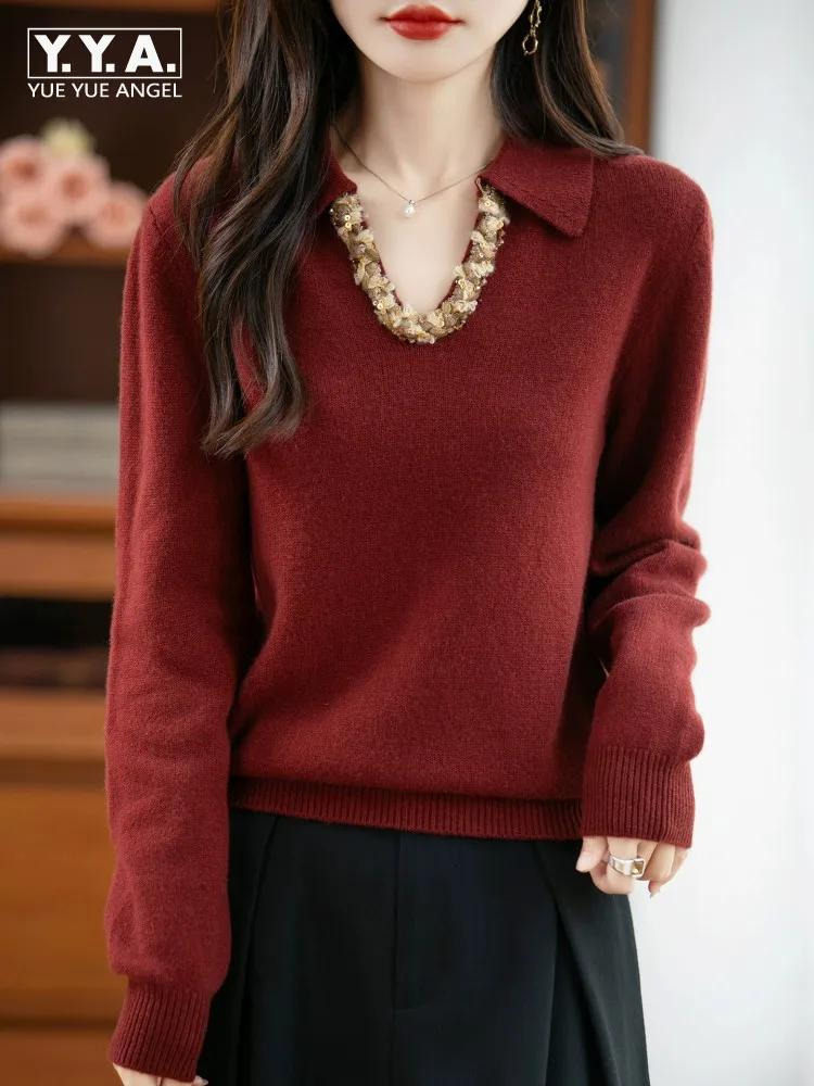 

Модный осенний женский шерстяной свитер, свободный крой, трикотаж с v-образным вырезом, топ с длинными рукавами, зимний пуловер, повседневные вязаные джемперы, пальто