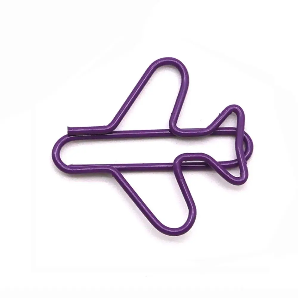 10pcs Metal Memo Airplane Paper Clip Clip-on Airplane Shape Metal Paper Clips Irregular Index Bookmark Creative Bookmark Clip
