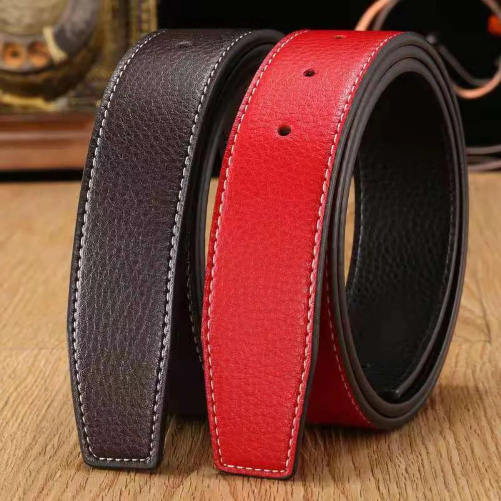 3.7cm Luxury Men Leather Belt Strap Genuine Leather No Buckle Belt Trouser Jean Belt Decor Decorative Trousers Waistband Replace