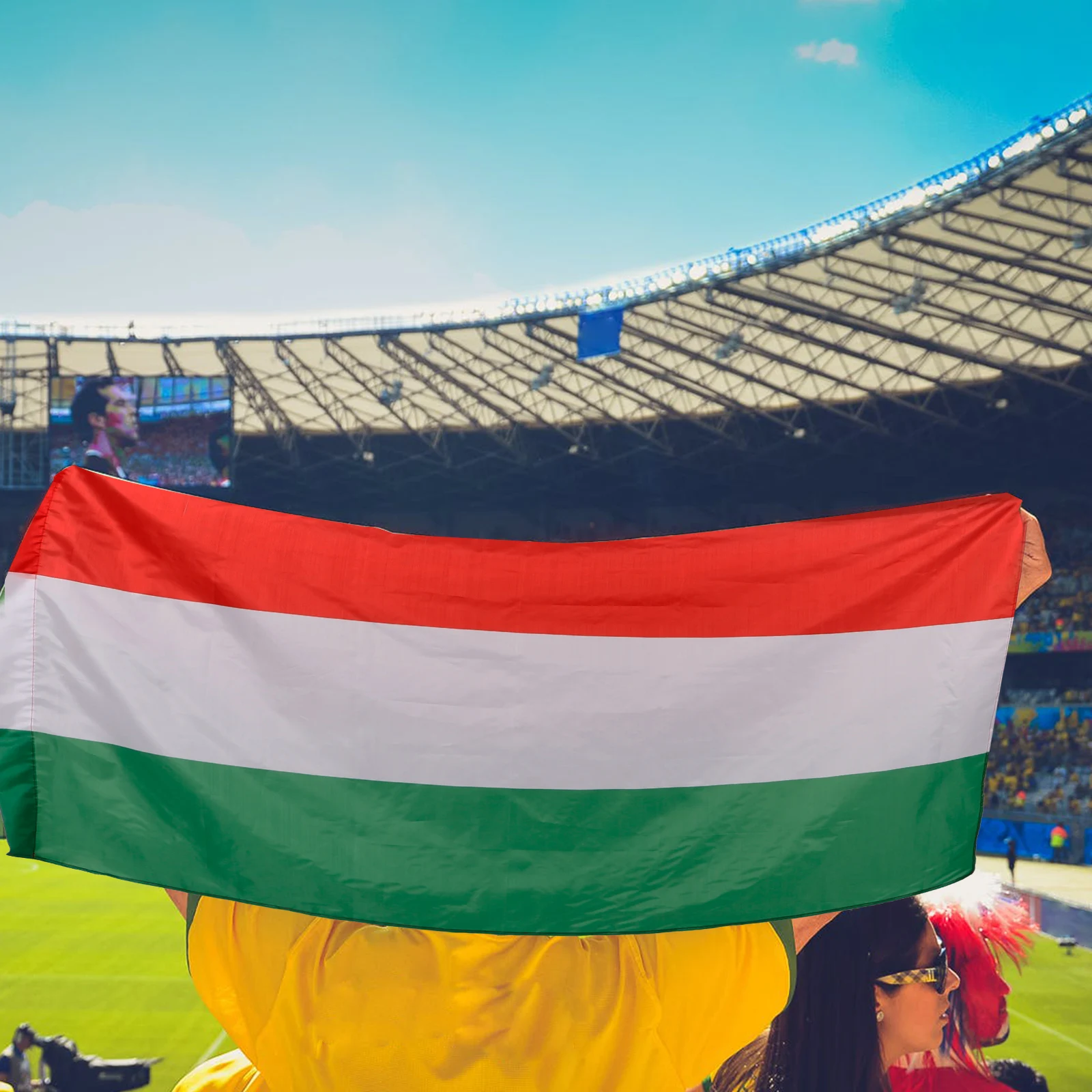 

Large Hungary National Flag Cape Outdoor Decor Vivid Color Fade Proof Polyester Flag For Garden Home Street Decoration Reliable