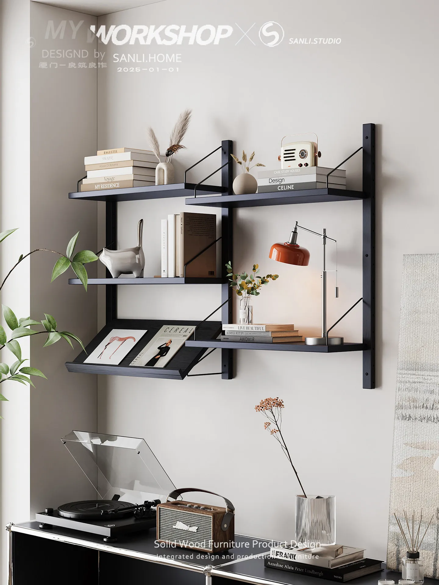 Shelf living room dining room modern style bookshelf bedroom decorative shelf wall storage display baffle