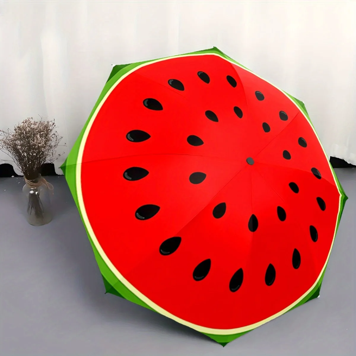 

Автоматический складной зонт с дизайном в виде ломтика арбуза - портативный складной зонт с 8 спицами, яркий красный и зеленый цвета, легкий вес