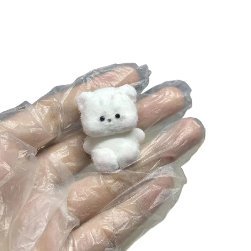 Cute Mini Handmade Silicone Fun White Bear Cute Little Animal Baby Bear Car Key Chain Pendant Bag Birthday Gift Soft Squishy Toy