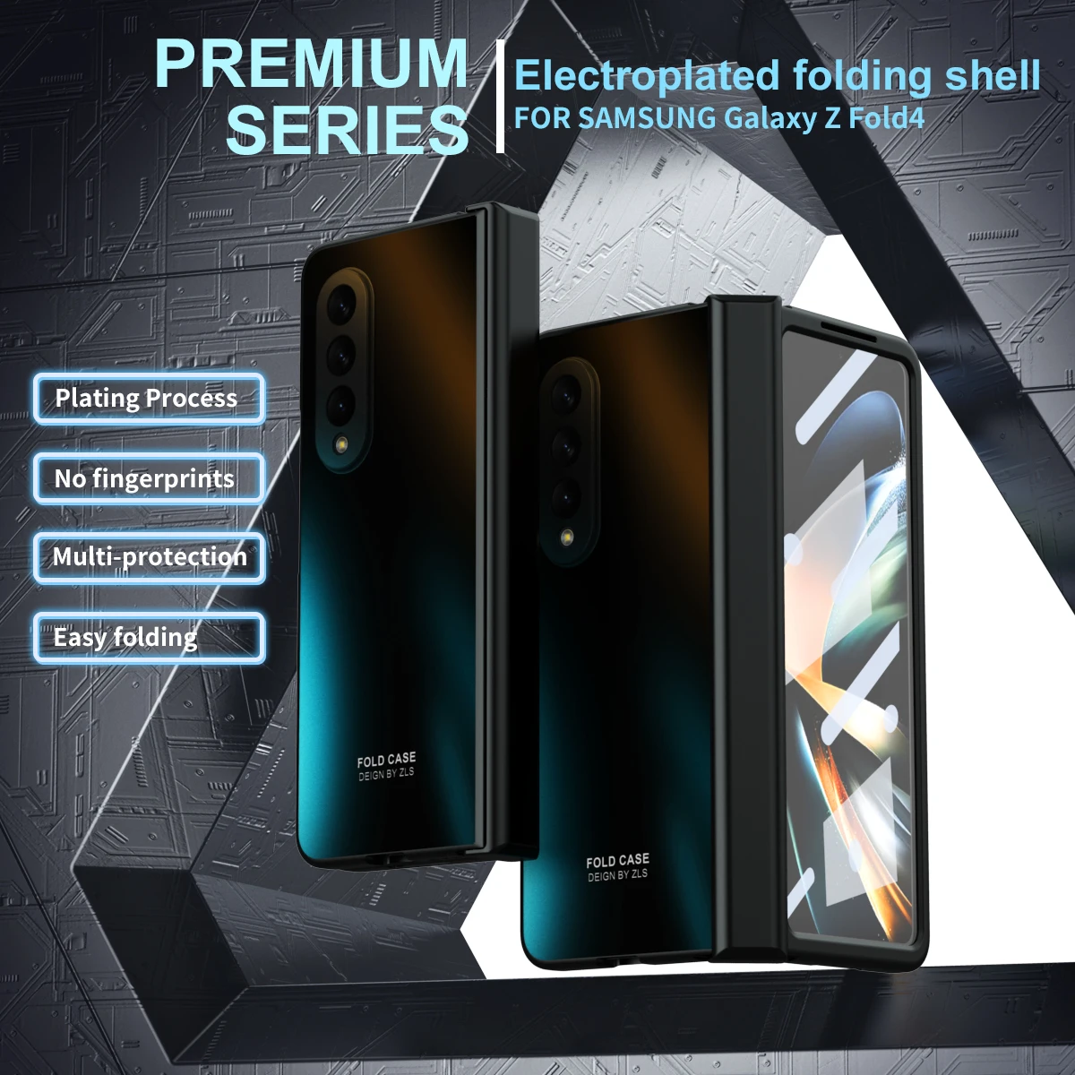 Frosted Plating Hinge Folding Case For Samsung Z Fold 5 Z Fold 3 Z Fold 4 2 All-inclusive protection comes with glass film