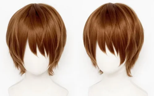 Anime Yagami Light Cosplay Wig Short Brown Heat Resistant Hair Pelucas Cosplay Wigs + Wig Cap