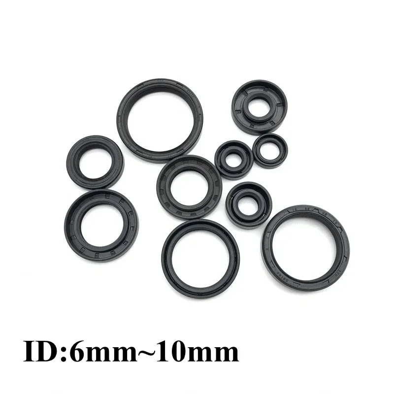 ID 6mm ~ 10mm OD 16mm ~ 30mm TC/FB/TG4 Skeleton Oil Seal Rings NBR Double Lip Seal Gasket For Rotation Shaft Black