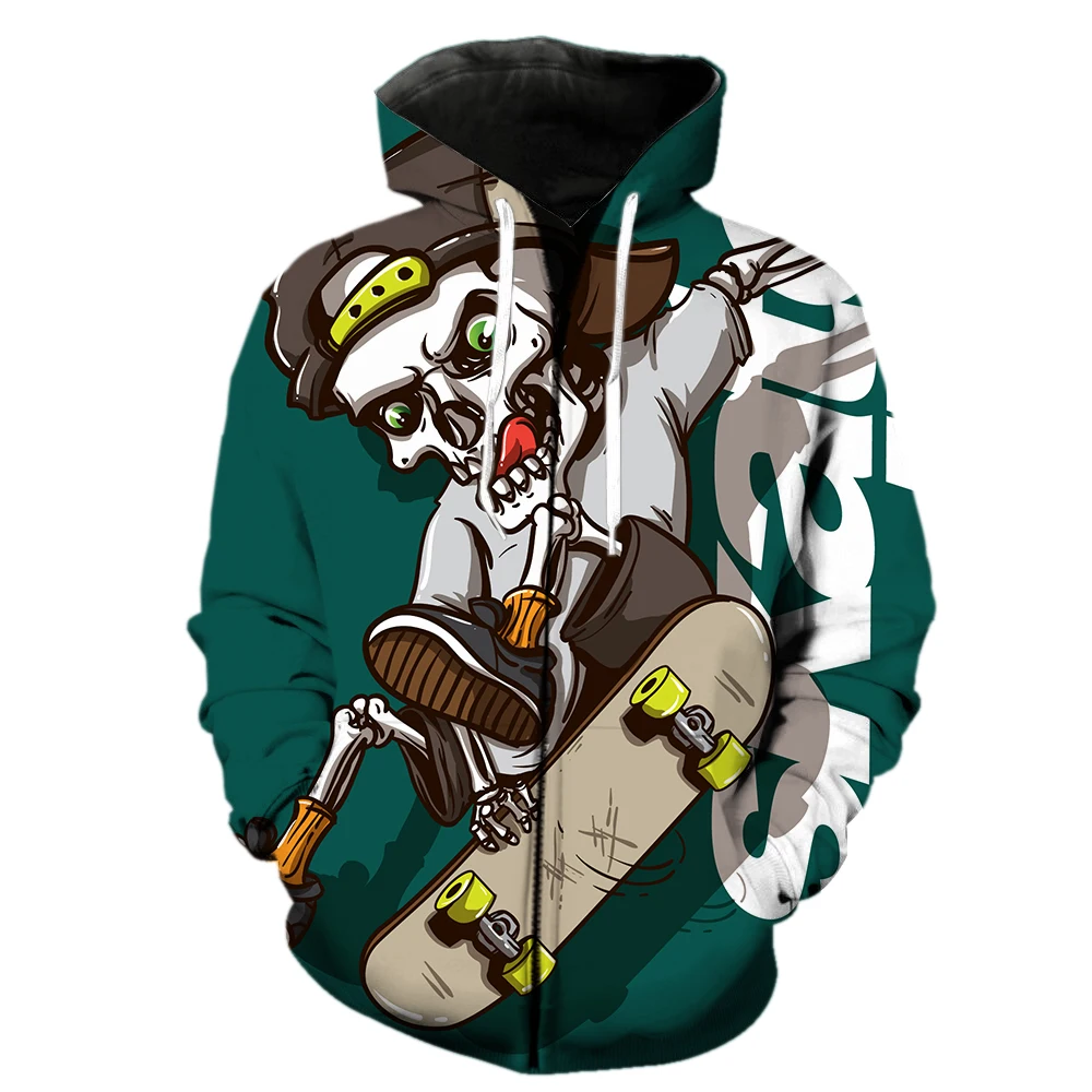 

Cartoon Hip Hop Skateboard Men's Zipper Hoodie 2022 Hot Sale With Hood Jackets Cool 3D Printed Long Sleeve Fashion Teens Casual