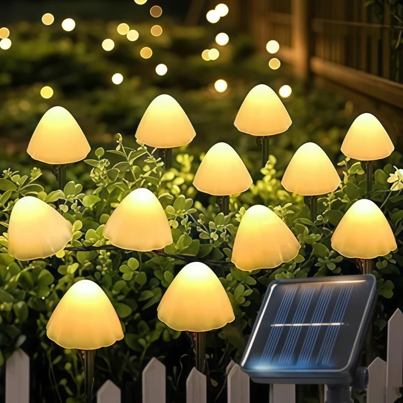 

Наружный светодиодный солнечный грибной светильник с 8-функциональной световой строкой, праздничный атмосферный светильник, рождественские огни для двора и сада
