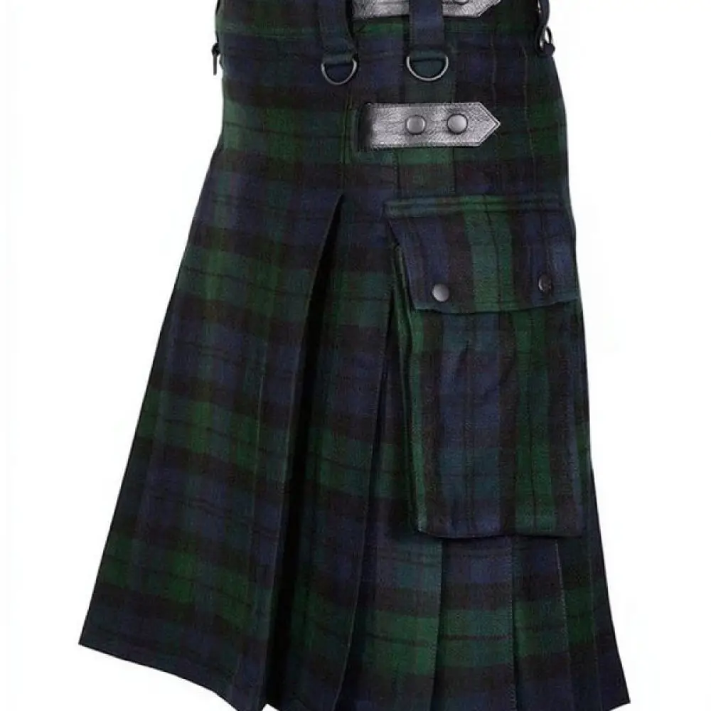 Mens Scottish Kilt Traditional Plaid Pleated Skirt Highland Tartan Costume For Stage Performance Party Casual Daily Wear