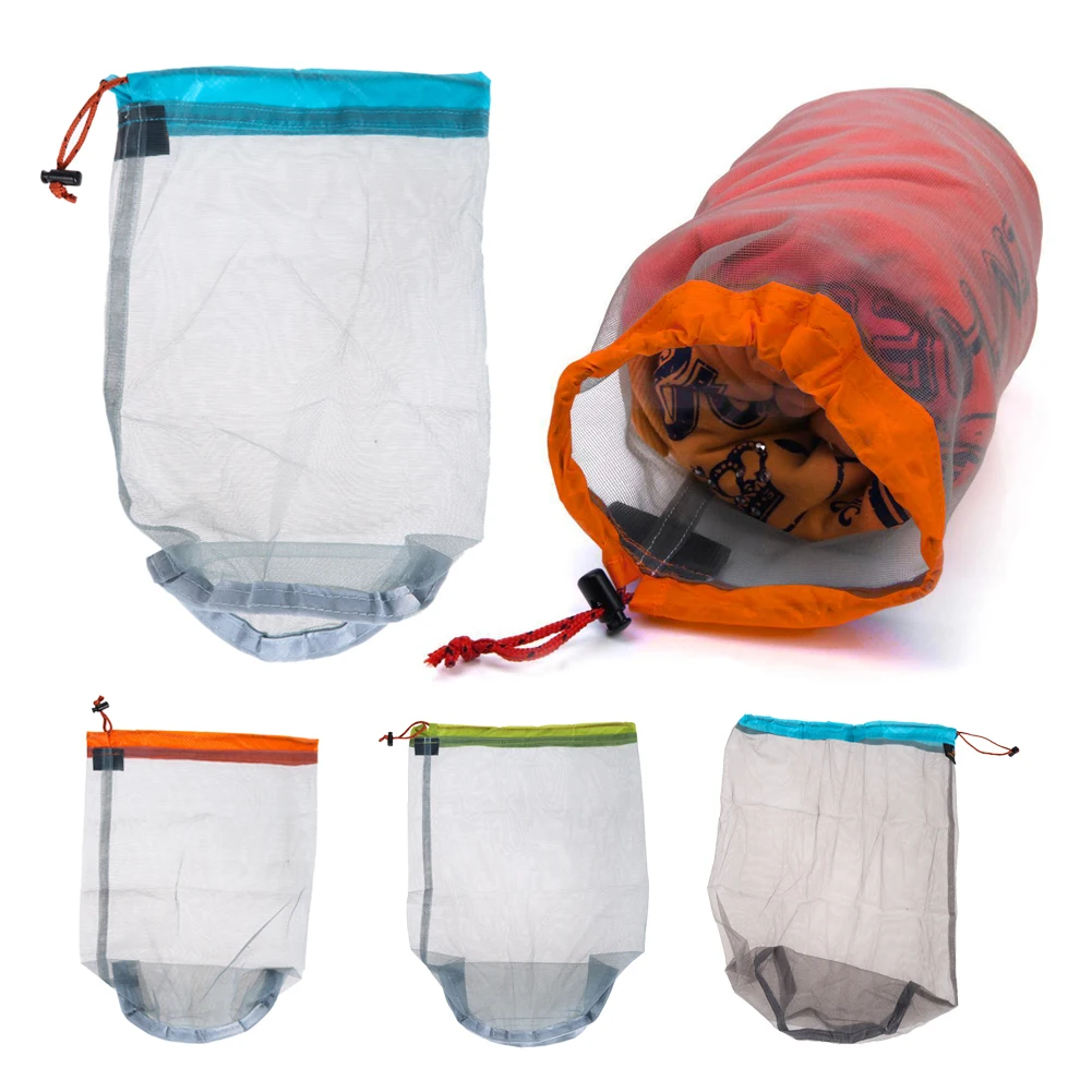 Ultralight Mesh Storage Bag Drawstring Bags High quality Outdoor Camping Stuff Sack Traveling Organizer Hiking Equipment