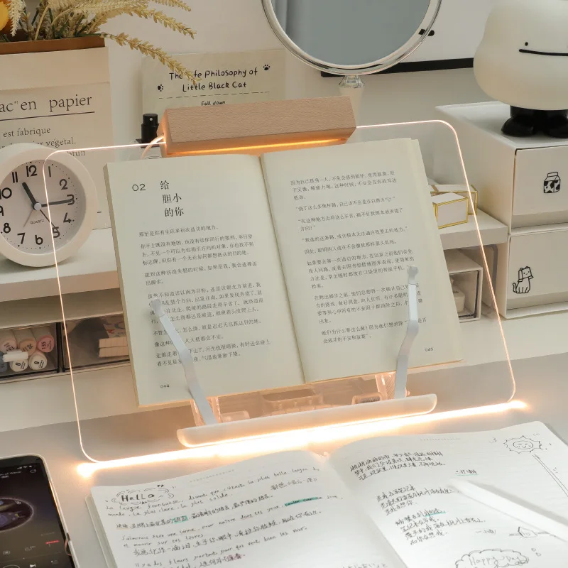 Transparent Reading Bookshelf Acrylic Transparent Student Multi-functional Reading Bracket Lazy Artifact