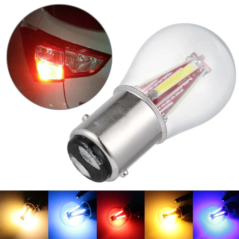 Car LED COB Bulb 4 COB LED Filament 1157 BAY15D 21/5W 1156 BA15S  Car Reverse Backup Tail Stop Brake Light Bulb