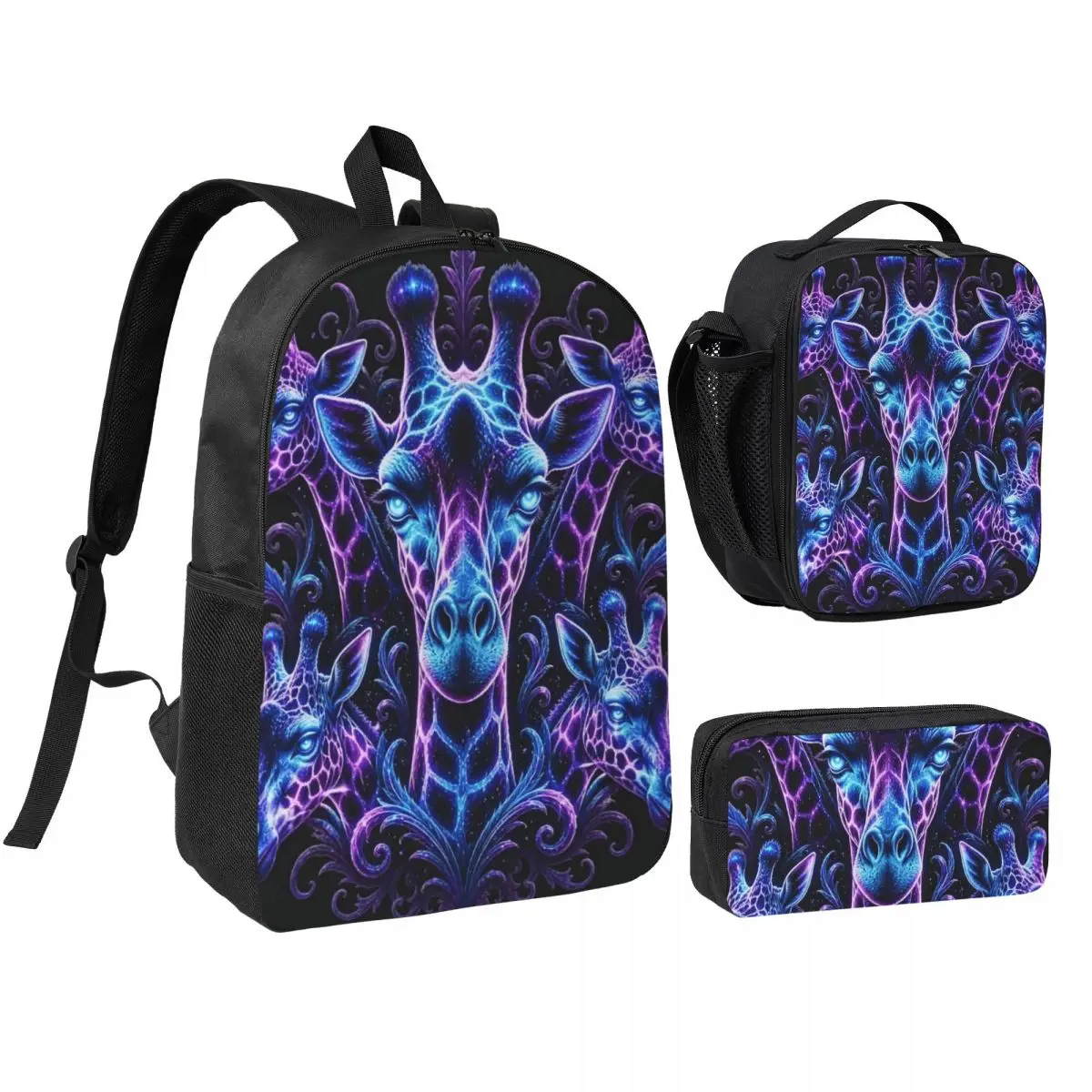 Giraffe Herd Pattern Backpack Boys Girls BookBag School Bag Shoulder Bags 3ps Insulated Lunch Bag Pencil Case