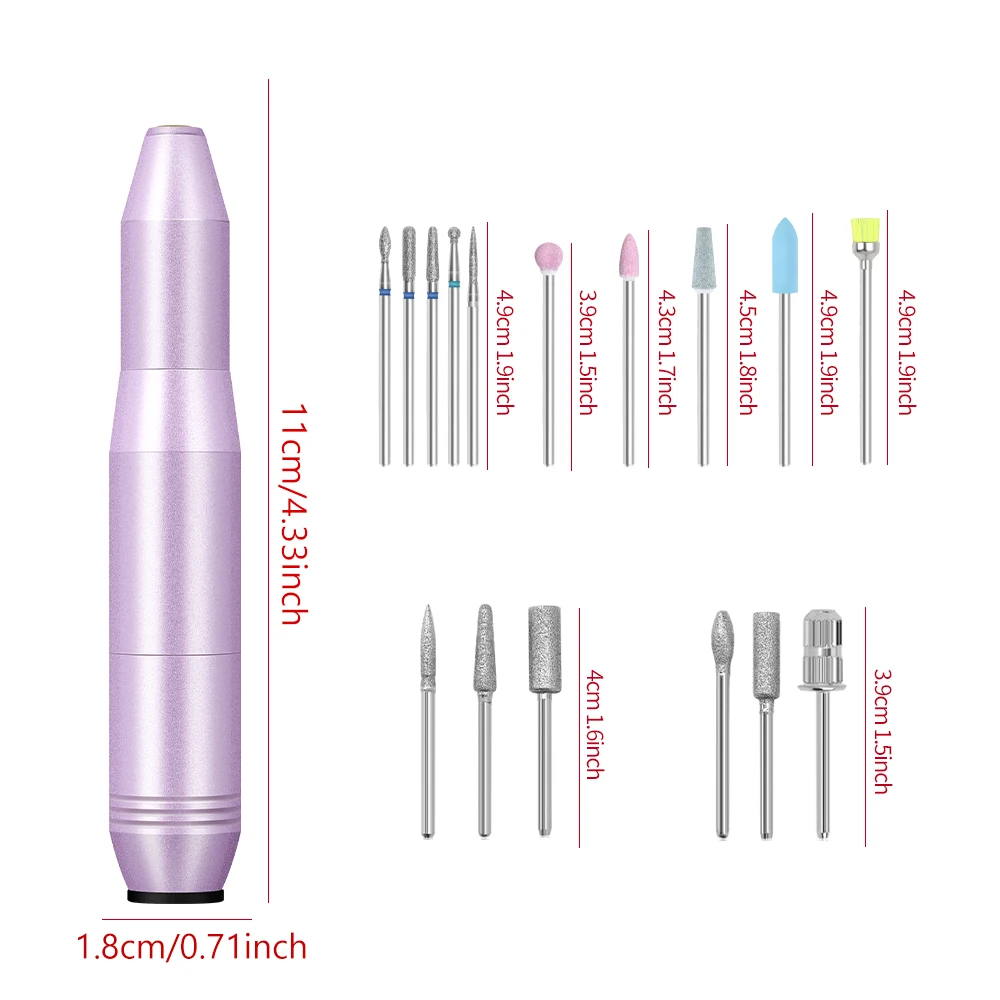 آلة تجميل الأظافر والباديكير الكهربائية المحمولة من YIKOOLIN ، مجموعة مثقاب الأظافر ، أدوات إزالة هلام الأظافر الأكريليك ، آلة تلميع الأظافر الكهربائية