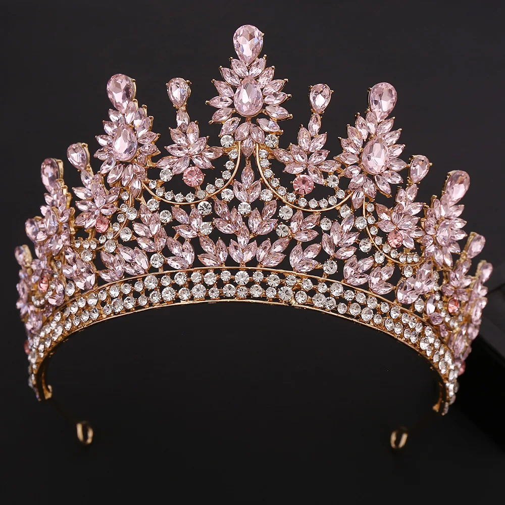 

Роскошные барочные тиары и короны с розовыми кристаллами AB и опалами для невест, женщин и девочек, свадебные диадемы, украшения для волос на вечеринку, аксессуары для принцесс.