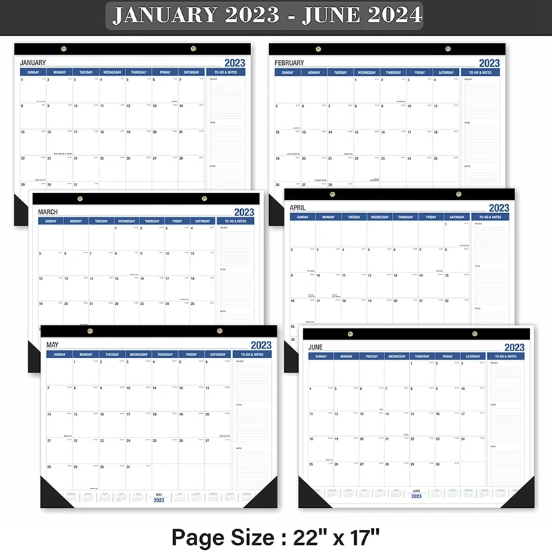 Desktop Calendar for Home, Desk Calendar, Mensal Paper, 17x22 Polegadas, 18 Meses, 1 Pc, 2022, Maio 2023 a Junho 2024