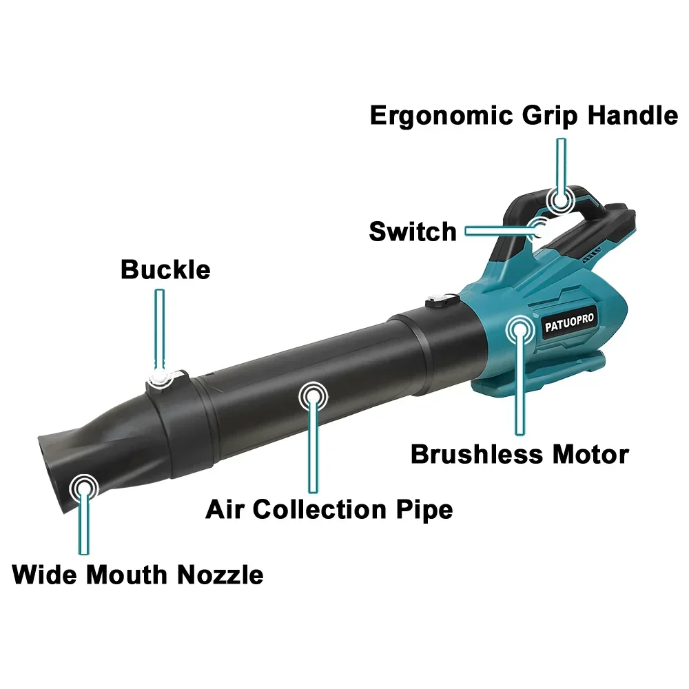 20000rpm sem fio sem escova folha soprador de neve turbo elétrico pátio gramado ferramentas elétricas para makita 18v bateria (sem bateria)