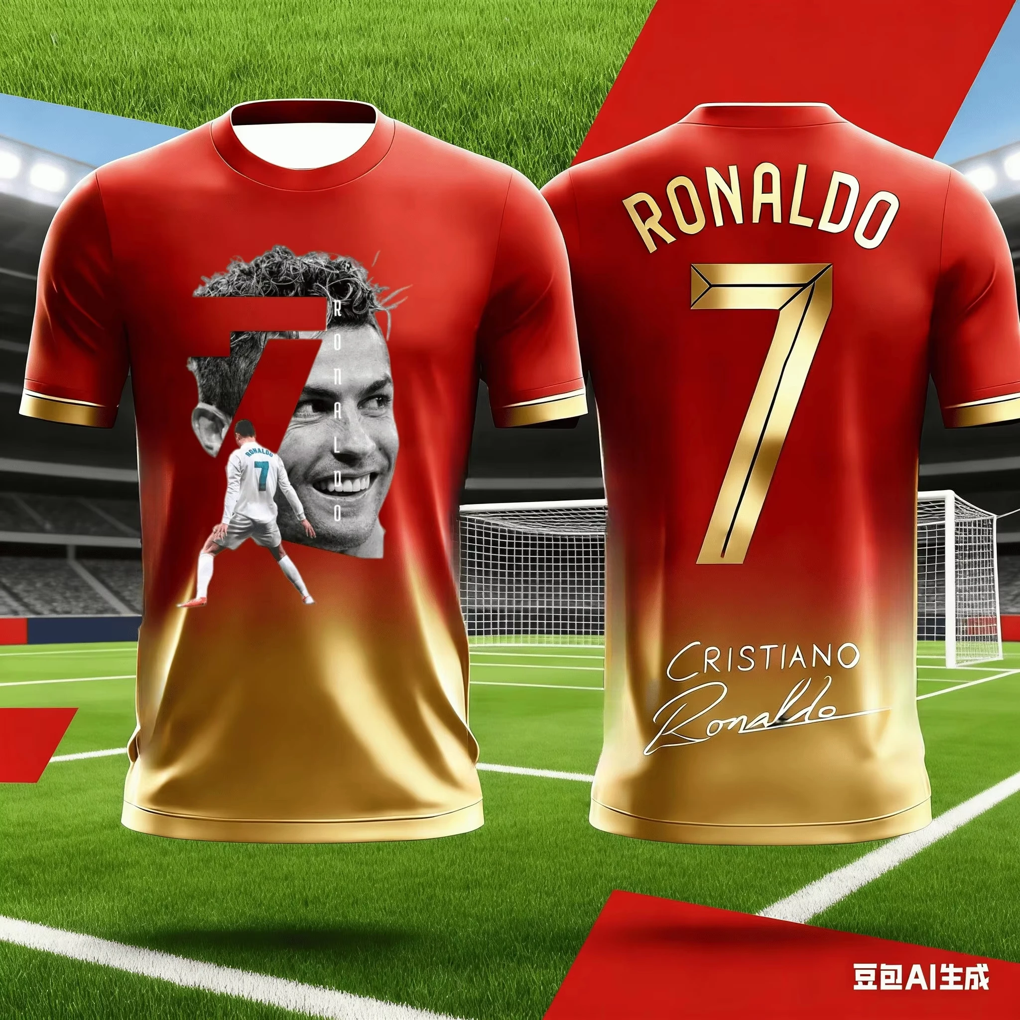 CRISTIANO RONALDO NO. 7 AI-PRINT 3D FAN TRAINING JERSEY — SUMMER 2026 NEW ARRIVAL — QUICK-DRYING — MATCHING FAMILY STYLE